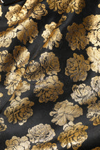 Black Gold Floral Print Jacquard Mini Skirt