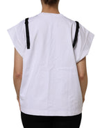 White Lace Cotton V-Neck Short Sleeves Top