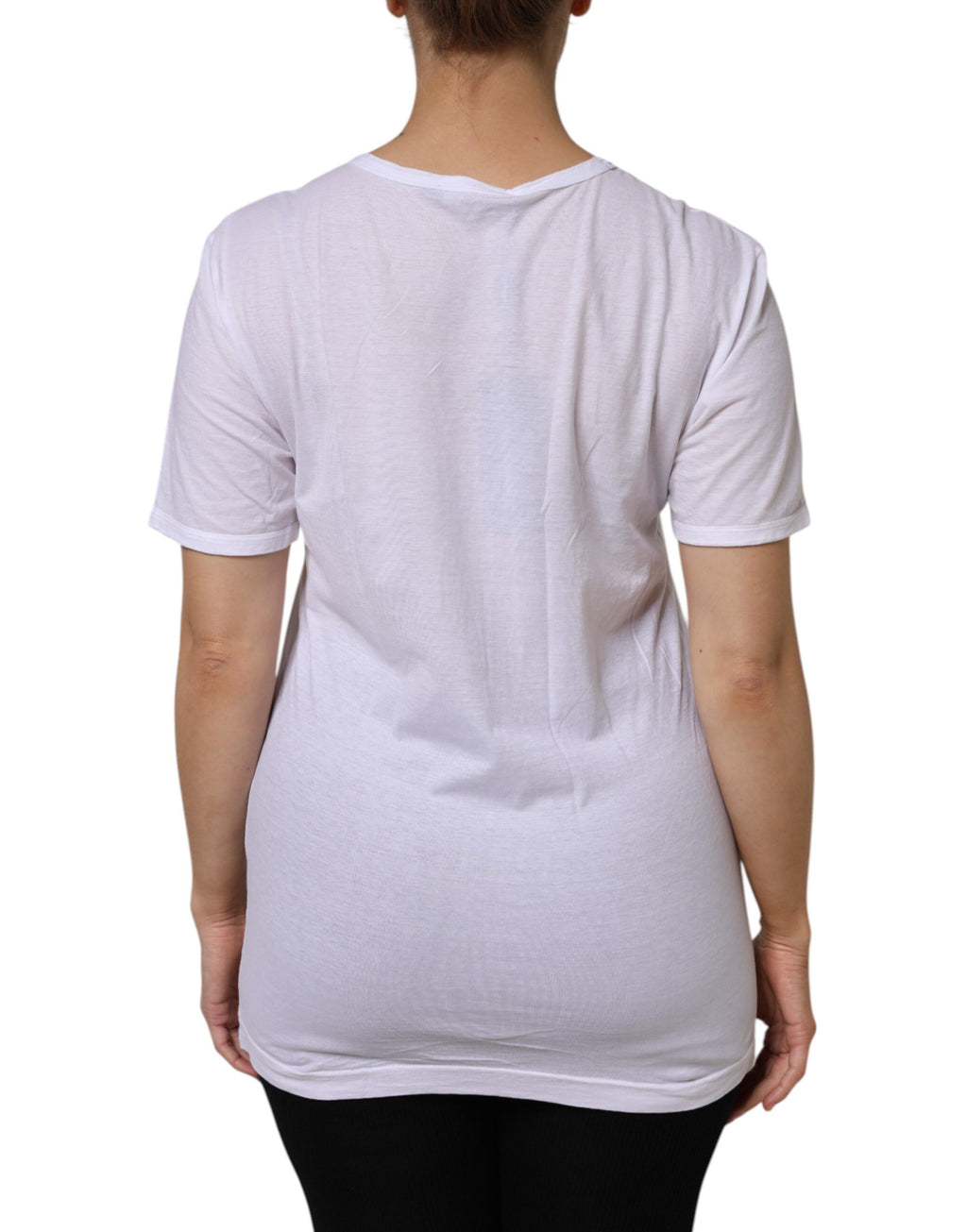 White Cotton Short Sleeves V-Neck Top T-shirt