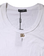 White Cotton Sleeveless Round Neck Tank Top