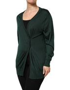 Dark Green Cashmere Silk Cardigan Sweater
