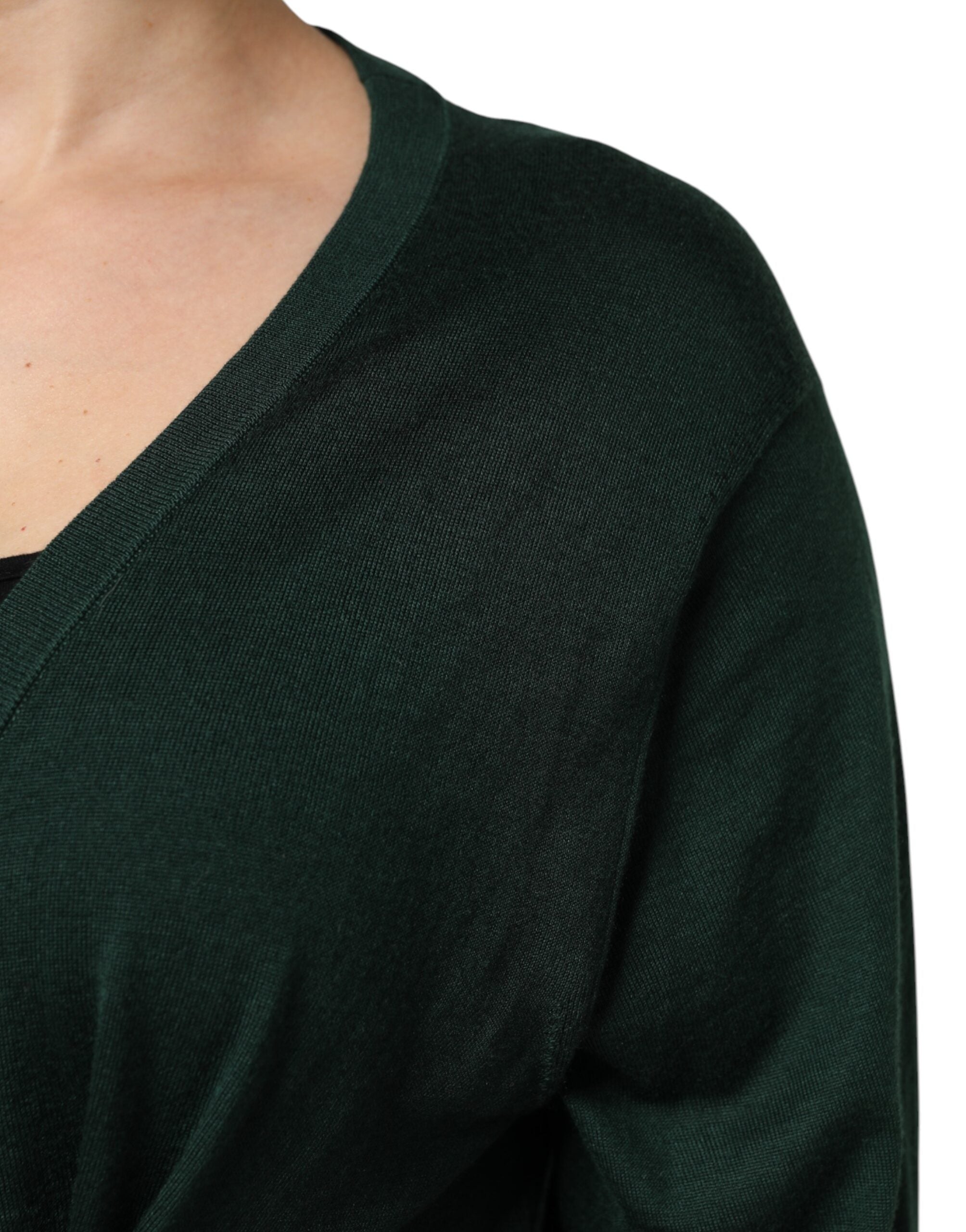 Dark Green Cashmere Silk Cardigan Sweater