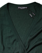 Dark Green Cashmere Silk Cardigan Sweater