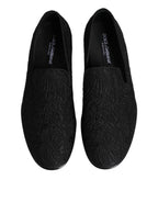 Black Jacquard Slip On Loafers Formal Shoes