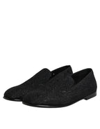 Black Jacquard Slip On Loafers Formal Shoes