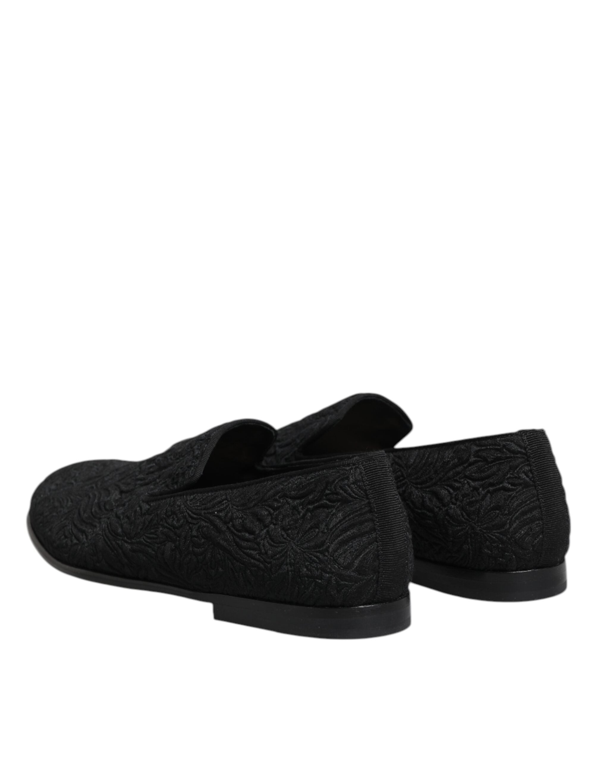 Black Jacquard Slip On Loafers Formal Shoes