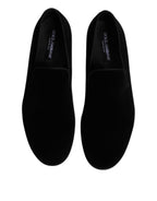 Black Velvet Slip On Loafers Formal Shoes