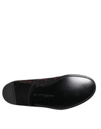 Red Black Jacquard Slip On Loafers Shoes