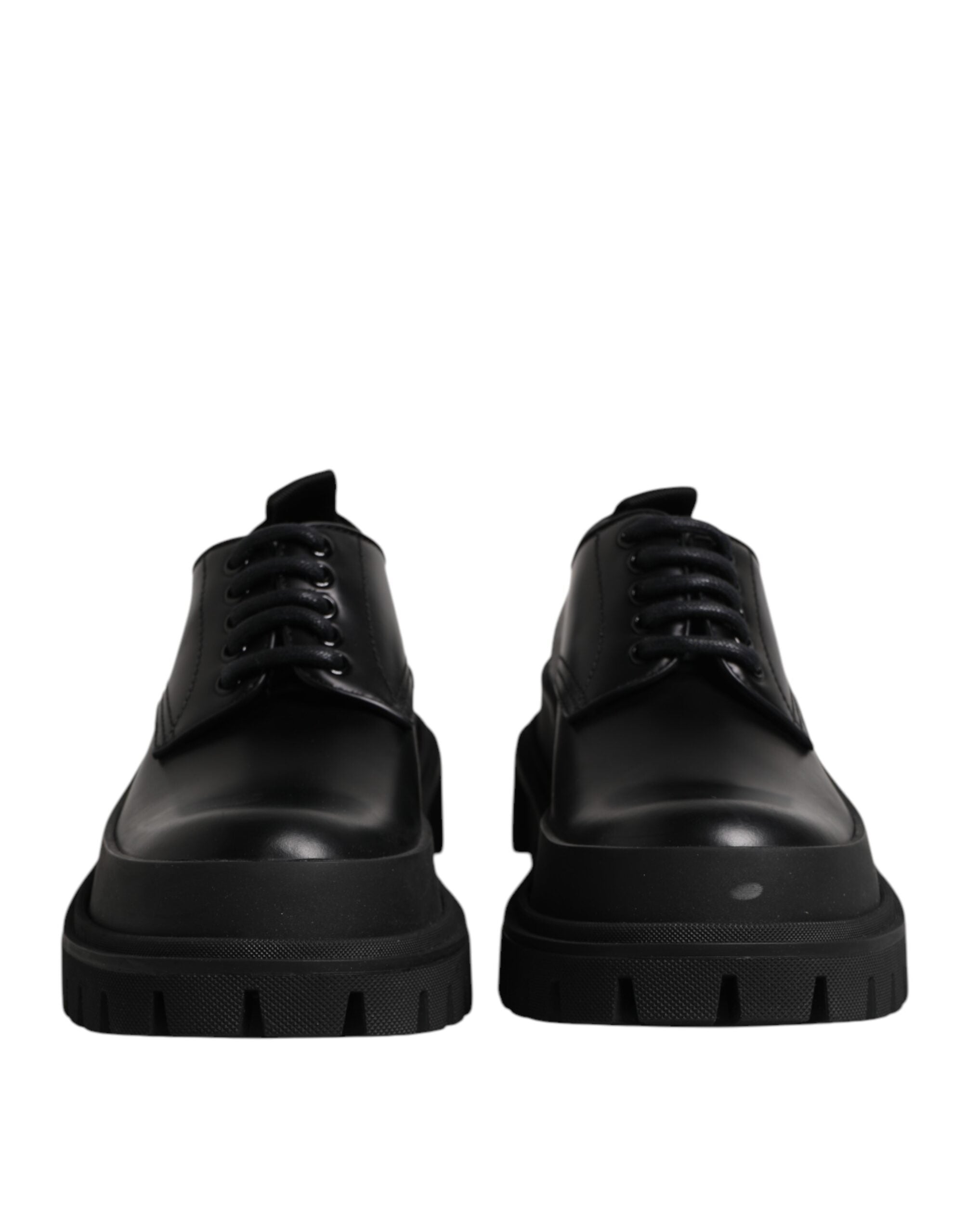 Black Leather Lace Up Derby Men Dress Shoes