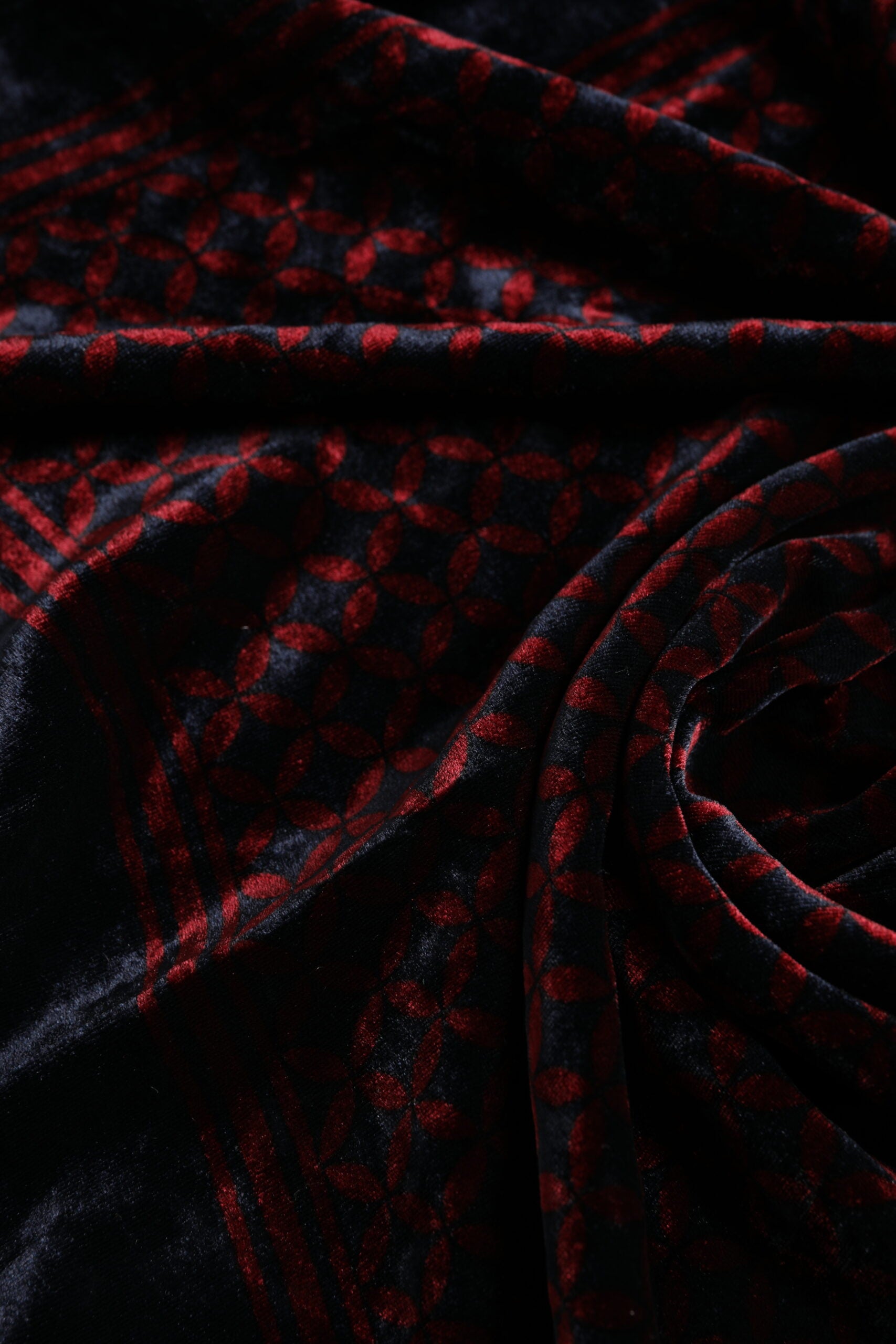 Black Red Viscose Square Men Foulard Scarf