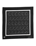 Black White Printed Square Foulard Scarf