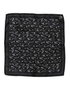 Black White Printed Square Men Foulard Scarf
