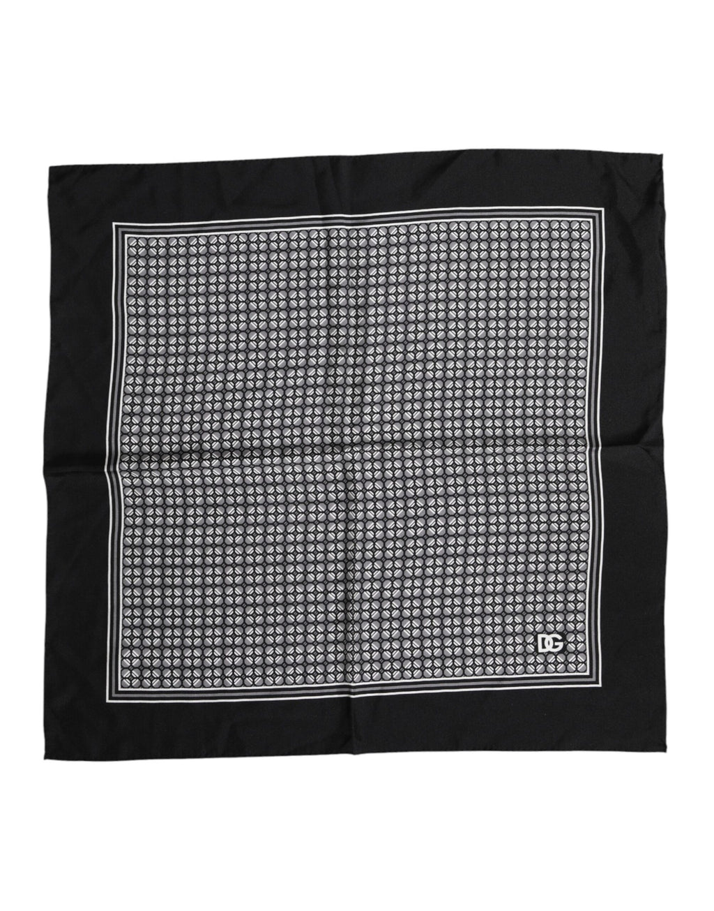 Black White Patterned Square Foulard Scarf