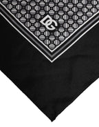 Black White Patterned Square Foulard Scarf