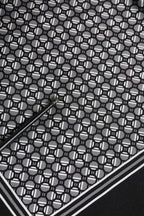 Black White Patterned Square Foulard Scarf