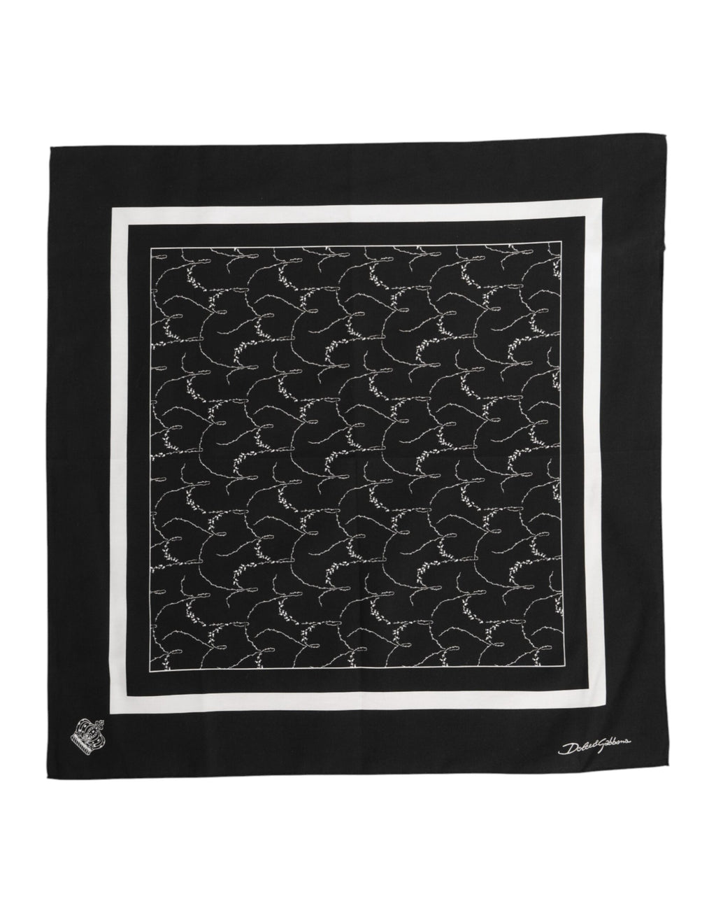 Black White Printed Square Foulard Scarf