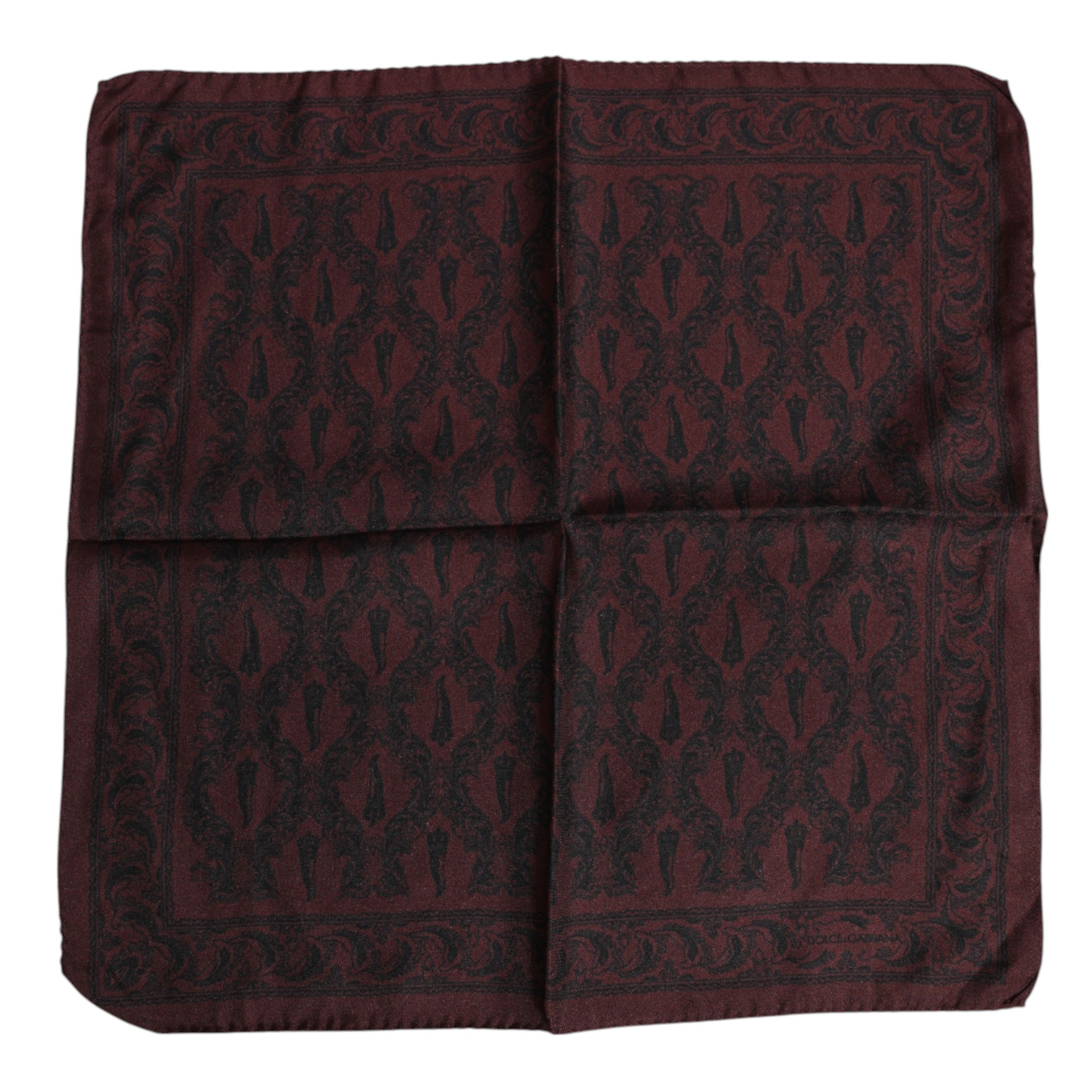Maroon Black Printed Square Men Foulard Scarf