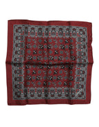 Maroon Monkey Print Silk Square Foulard Scarf