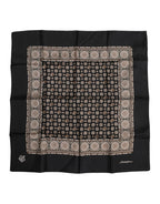 Black Brown Patterned Square Foulard Scarf