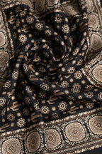 Black Brown Patterned Square Foulard Scarf