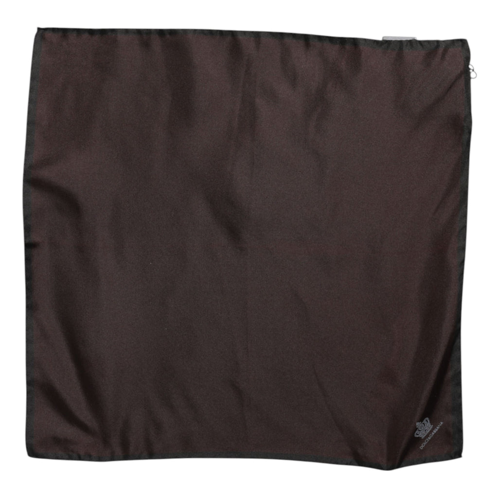 Brown DG Crown Silk Square Men Foulard Scarf