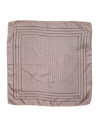 Beige Dotted Silk Square Men Foulard Scarf