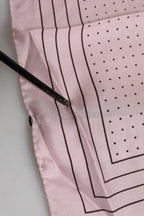 Beige Dotted Silk Square Men Foulard Scarf