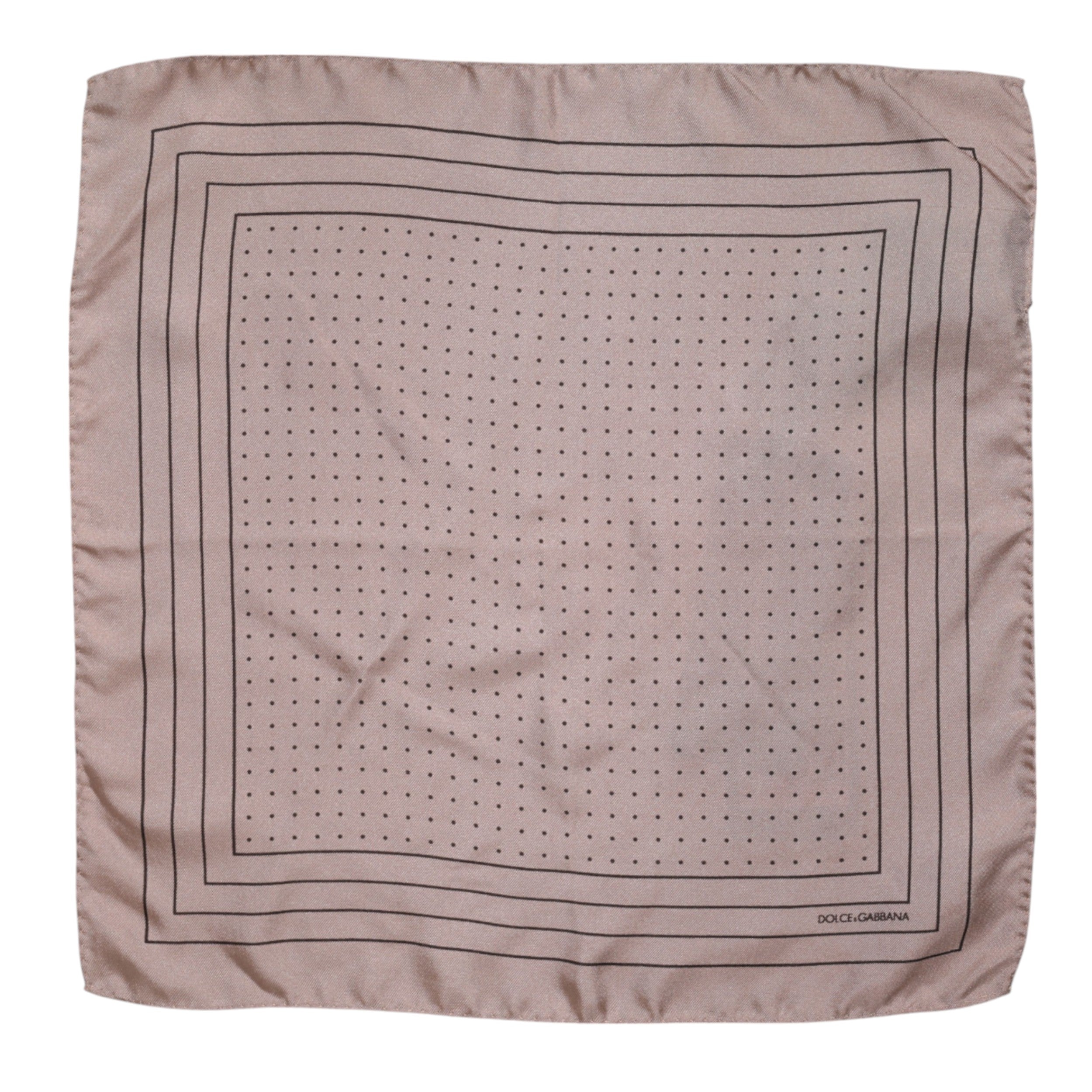 Beige Dotted Silk Square Men Foulard Scarf