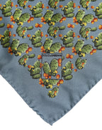 Gray Green Cactus Print Square Foulard Scarf