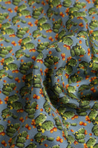 Gray Green Cactus Print Square Foulard Scarf