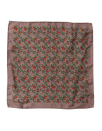 Brown Chili Print Silk Square Foulard Scarf