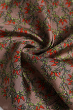 Brown Chili Print Silk Square Foulard Scarf
