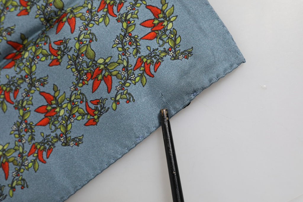 Gray Chilis Silk Square Men Foulard Scarf