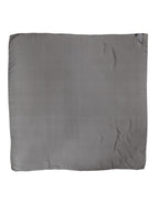 Gray Black Silk Square Women Foulard Scarf