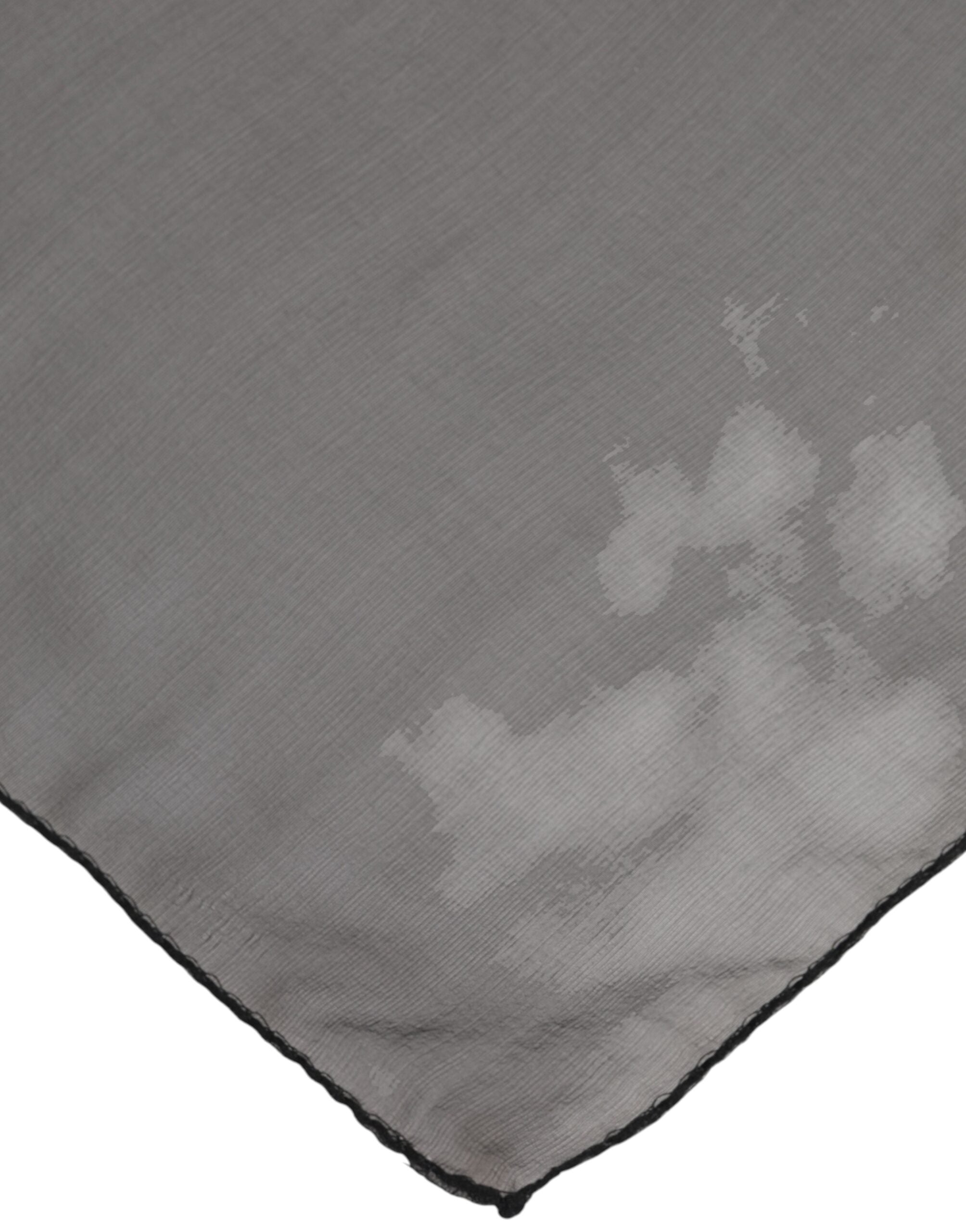 Gray Black Silk Square Women Foulard Scarf