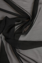 Gray Black Silk Square Women Foulard Scarf