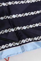 Blue Printed Silk Square Men Foulard Scarf