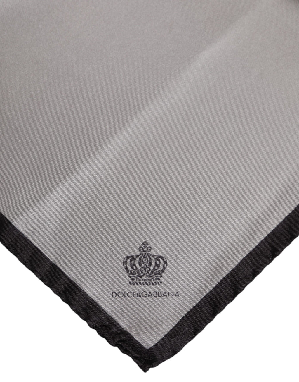 Gray DG Crown Silk Square Men Foulard Scarf