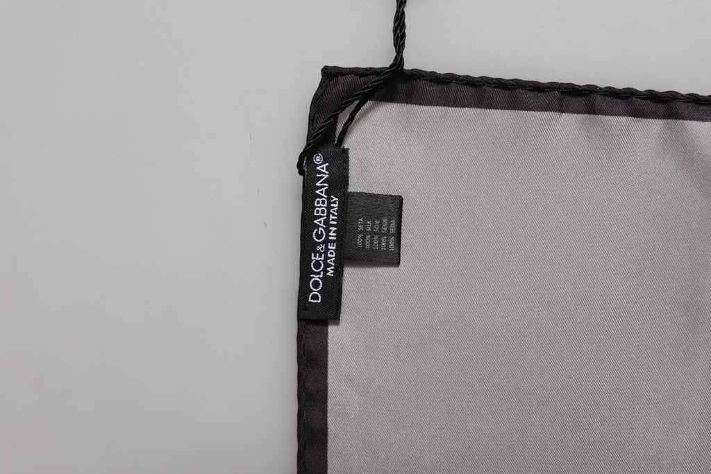 Gray DG Crown Silk Square Men Foulard Scarf