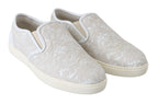 White Leather Lace Slip On Loafers Shoes