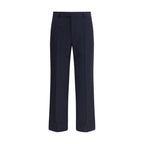 Blue Fleece Wool Dress Pants