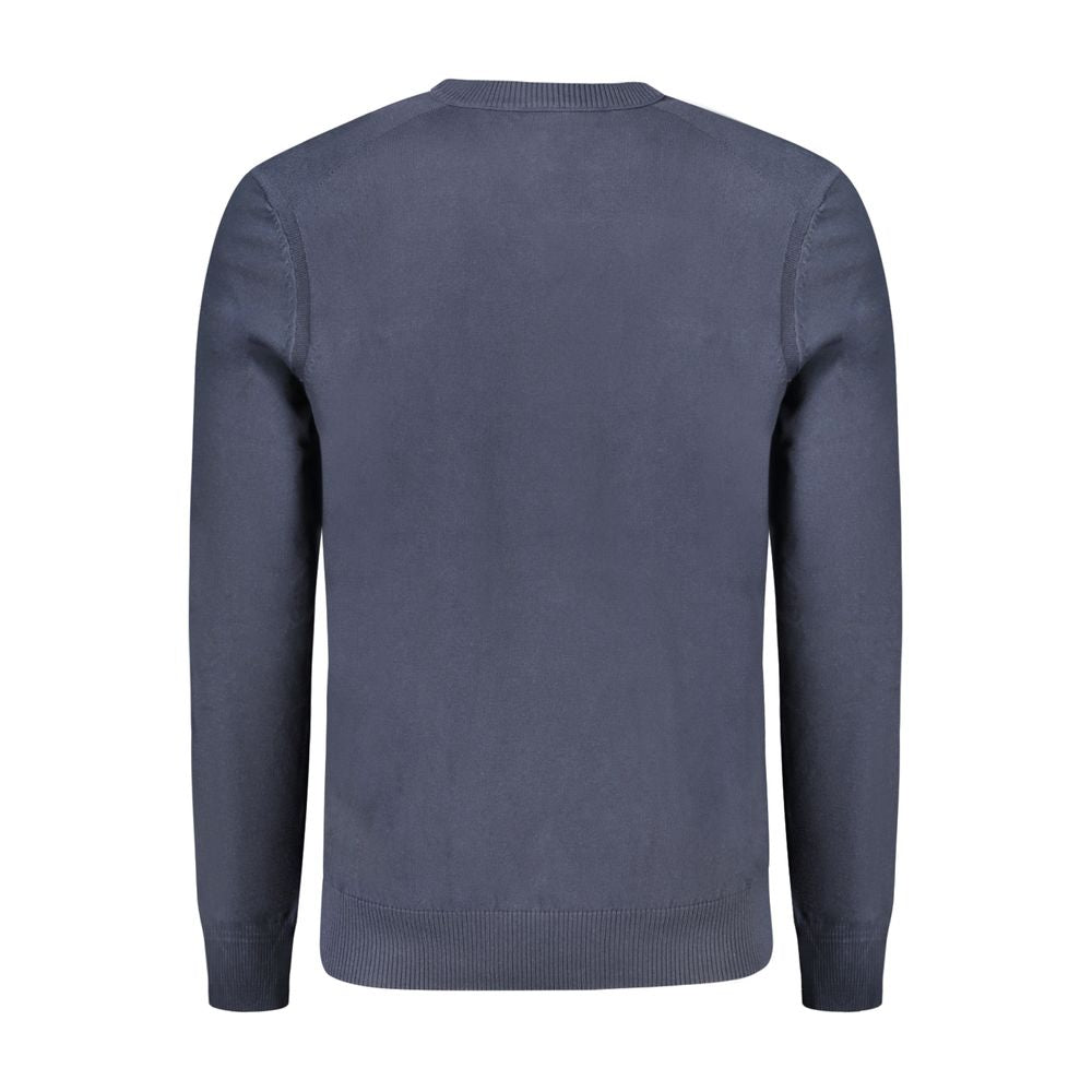 Blue Cotton Men's Long-Sleeved T-Shirt