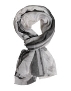 White Black Silk Warmer Wrap Foulard Scarf