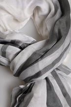 White Black Silk Warmer Wrap Foulard Scarf