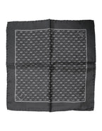 Black Fish Print Silk Square Men Foulard Scarf