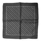 Black Fish Print Silk Square Men Foulard Scarf