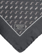 Black Fish Print Silk Square Men Foulard Scarf