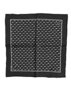 Black Sea Horse Silk Square Men Foulard Scarf