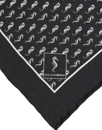 Black Sea Horse Silk Square Men Foulard Scarf