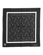 Black White Printed Square Men Foulard Scarf